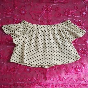 UO kimchi blue eyelet polka dot off-the-shoulder crop top